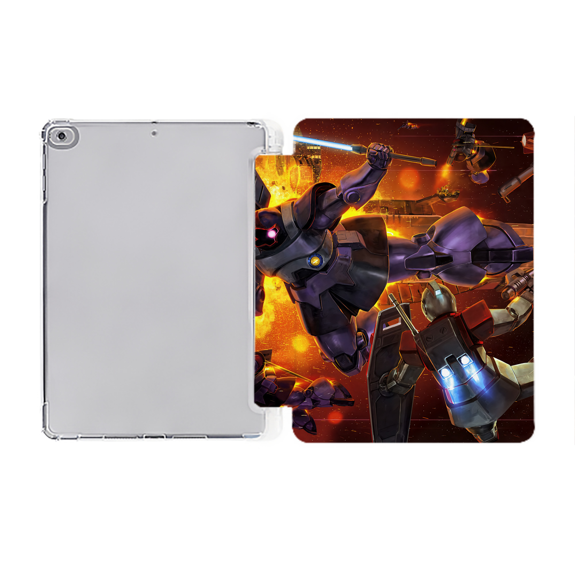（画像用） 機動戦士ガンダム Mobile Suit Gundam IPad ケース ペン収納付き 三つ折りスタンド PUレザー×シリコン 対応機種9.5/10.5/10.9インチ
